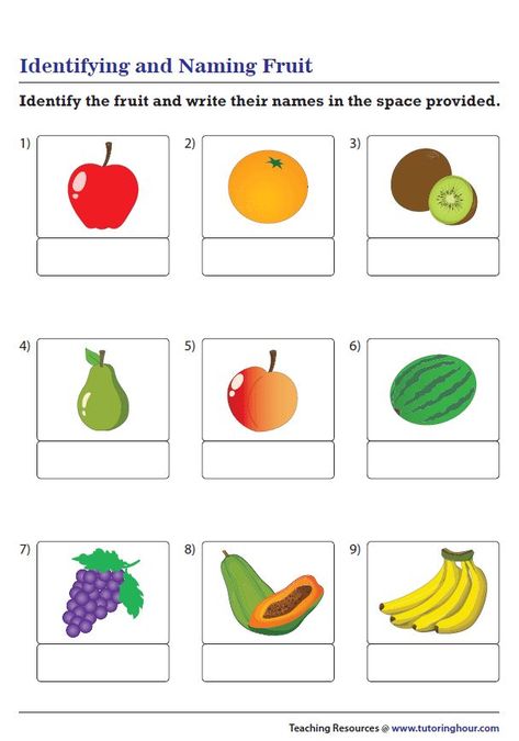 Recognizing and Labeling Fruit Fruits Name Worksheet, Fruit Worksheet, Volunteering Ideas, Alphabet Writing Worksheets, Fruit Names, Kindergarten Reading Worksheets, French Worksheets, Work Sheet, Kids Worksheets