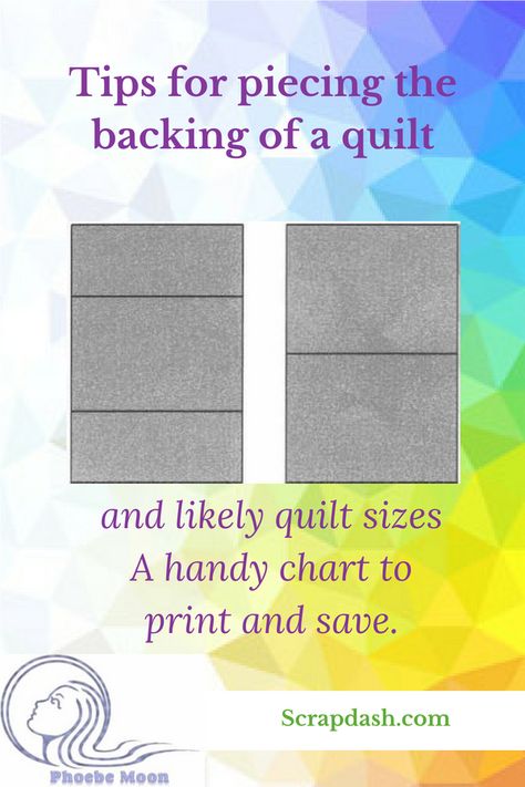 Piecing Backing For Quilt, How Much Backing Fabric For A Quilt, Piecing A Quilt Back, Easy Quilt Backing Ideas, Quilt Backing Chart, Quilt Backing Calculator, Quilt Backing Ideas Simple, Pieced Quilt Backing Ideas, Quilt Back Ideas