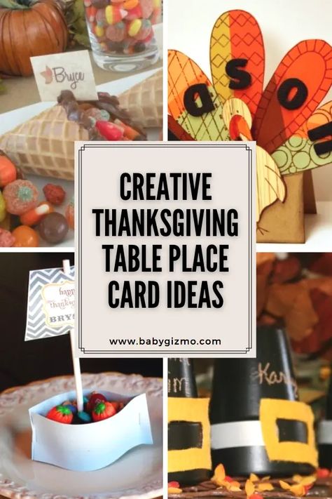 Thanksgiving Name Place Cards Diy Kids, Thanksgiving Place Cards Diy, Thanksgiving Table Place Cards, Thanksgiving Candy Crafts, Diy Name Cards, Place Cards Diy, Thanksgiving Name Cards, Place Card Ideas, Thanksgiving Candy