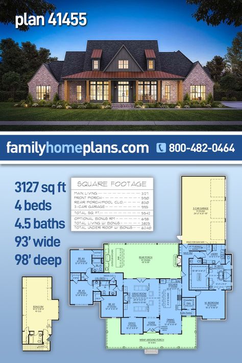 Cabin House Plans 4 Bedroom, House Plans For 5 Bedrooms, Brick House Plans Farmhouse Style, House For Entertaining Floor Plans, 4 Bed 3 Bath Farmhouse Plans, Floor Plans 4 Bedroom Ranch, 5 Bed 3 Bath House Plans One Story, Rambler Farmhouse Plans, Floor Plans 4 Bedroom Farmhouse