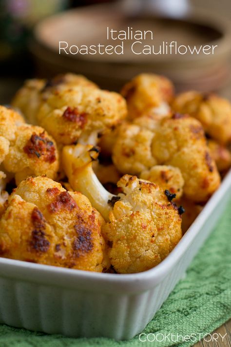 Italian Roasted Cauliflower, easy and delicious! Cauliflower Italian, Italian Cauliflower, Sides Healthy, Side Veggies, Oven Roasted Cauliflower, Lowcarb Recipes, Italian Favorites, Healthier Choices, Healthy Recipies