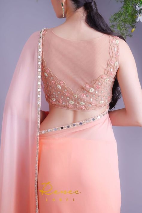 Lehenga Back Blouse Designs, Partywear Blouse Designs, Back Blouse Designs, Chiffon Saree Party Wear, Ombre Saree, Blouse Back Designs, Chiffon Blouses Designs, Latest Blouse Design, Blouse Back Neck Design