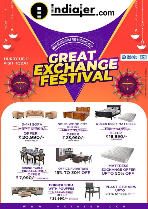 Diwali offers Great Exchange festival printable poster design template - Indiater Exchange Offer Creative Ads, Diwali Offer Banner, Diwali Offer Poster Design, Special Offer Poster Design, Diwali Offer Poster, Furniture Sale Poster, Offer Poster Design, Offer Poster, Water Drop Vector