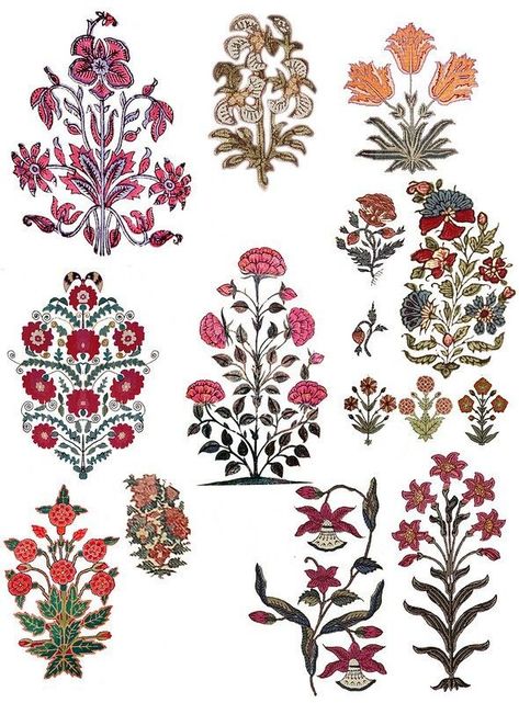 Pin by rida Iqbal on Costume&Texture | Flower art images, Flower drawing, Textile prints design Mughal Butta Design, Block Print Motifs, Mughal Floral Motifs, Mughal Butta, Persian Flowers, Mughal Flowers, Mughal Art Paintings, Botanical Flower Art, Indian Flowers