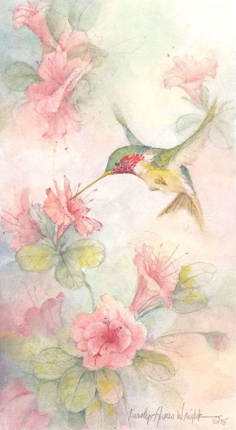 Watercolour Artists, Hummingbird Wallpaper, Decoupage Images, Fairy House Crafts, Bird Watercolor Paintings, Hummingbird Art, Spiritual Artwork, Diy Wallpaper, Beautiful Flowers Wallpapers