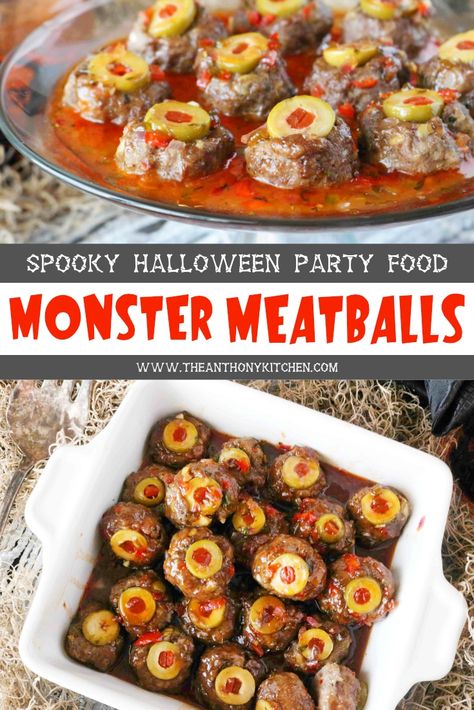 Meatball Ideas, Halloween Meatballs, Party Food Meatballs, Meatballs Appetizer, Meatball Appetizer Recipe, Halloween Themed Food, Halloween Party Food, Halloween Food Appetizers, Kid Halloween