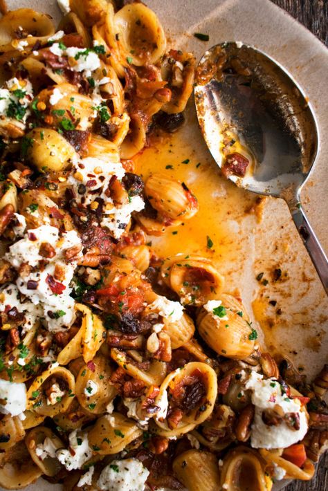 Eggplant Goat Cheese, Cavatappi Pasta, Pasta With Tomatoes, The Original Dish, Eggplant Pasta, Creamy Goat Cheese, Roasted Eggplant, Marinara Sauce, Marinara