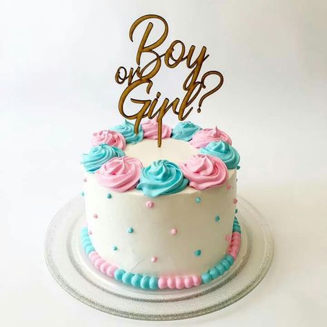 Gender Reveal Buttercream Cake, Gender Reveal Cake And Cupcake Ideas, General Reveal Cakes, Gender Reveal Party Cake Ideas, Gender Reveal Cake Ideas Boy Or Girl, Reveal Cakes Gender, Gender Reveal Cake Decoration, Cakes For Gender Reveal Party, Gender Reveal Simple Cake