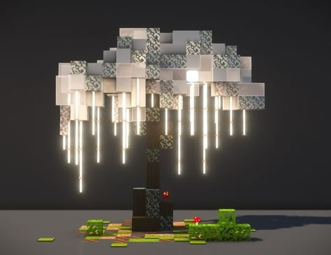 Minecraft Ice Sculpture, Minecraft Crystal Tree, Minecraft Sun And Moon Build, White Castle Minecraft, Minecraft Candle Ideas, Minecraft Magic Forest, Minecraft Pillar Designs, Minecraft Crystal, Minecraft Sculptures