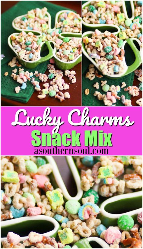 Lucky Charms Snack Mix - A Southern Soul Group Snacks, Party Appetizer Dips, Christmas Snack Mix, Halloween Snack Mix, A Southern Soul, Lucky Charms Cereal, Corn Snacks, Candy Bark, Snack Mix Recipes