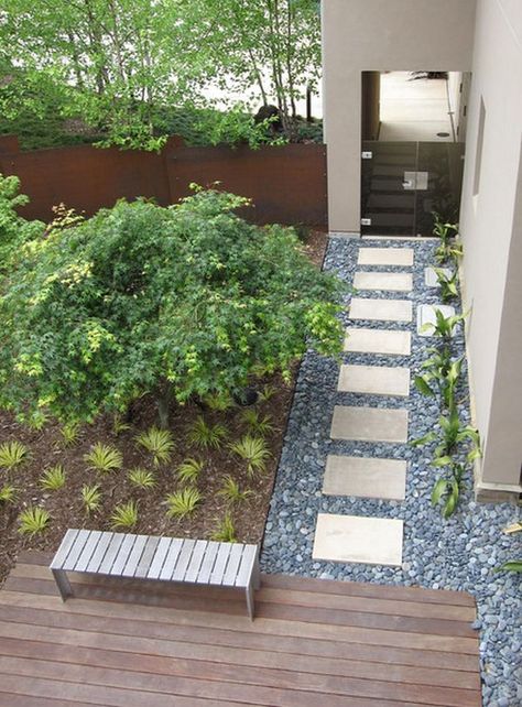 outdoor pathways | Modern pathway design ideas to increase the value of your home Lake Landscaping, Side Patio, Contemporary Landscape Design, Landscaped Garden, Lawn Alternatives, Garden Courtyard, Outdoor Designs, Stone Walkway, Garden Walkway