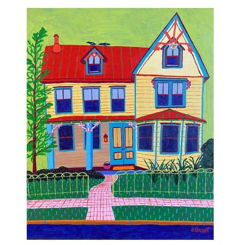 Sue Graef on Instagram: “Haddonfield House 24x20” #artwork #artworks #artgallerys #contemporary #american #architecture #haddonfield #newjersey #colonialhouse…” Architecture Painting, House Illustration, Expressionism Painting, House Paint, Painting Edges, Unframed Art, Cute Wallpaper Backgrounds, Canvas Art Painting, Art Acrylic