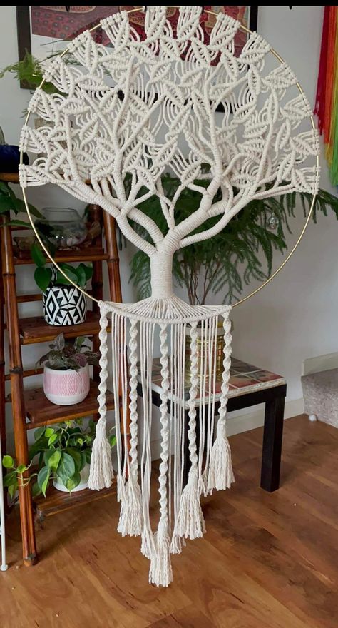 Macrame Tree Of Life, Tree Of Life Macrame, Vintage Macrame Patterns, Macrame Tree, Simpul Makrame, Decorative Crochet, Pola Macrame, Crochet Macrame, Free Macrame Patterns