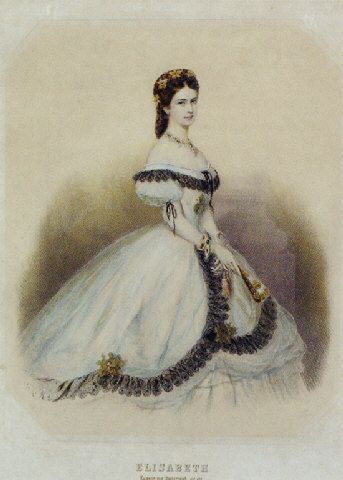 1856 Empress Elisabeth wearing a crinoline in color 1850s Dress, 1800s Clothing, Empress Sissi, Empress Elisabeth, Ivy Dress, Tudor Era, Old Portraits, Historical Painting, History Art