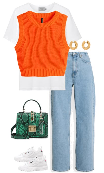 Polyvore Outfits Casual Chic, Orange And Red Outfit, Casual Outing Outfits, Orange Outfit Aesthetic, Orange Outfit Ideas, Outing Outfit, Looks Pinterest, Mode Turban, Cute Modest Outfits