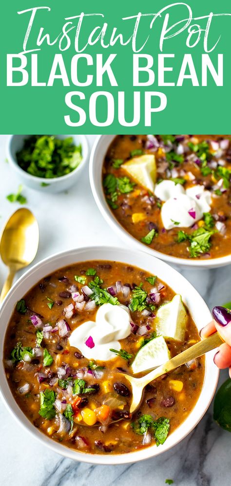 Black Bean Soup Recipe Instant Pot, Vegan Black Bean Soup Instant Pot, Instant Pot Bean Soup Recipes Healthy, Insta Pot Soup Recipes Healthy, Soups In Instant Pot, Instapot Bean Soup, Instant Pot Bean Soup Recipes, Black Bean Soup Instant Pot, Instapot Soup Recipes