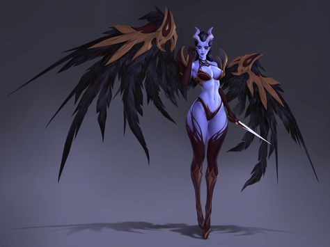 ArtStation - wip queen of pain, SERGEI SOROCHKIN Queen Of Pain, Defense Of The Ancients, Dark Creatures, Alien Concept Art, Fantasy Races, Demon Girl, Demon Art, High Fantasy, Arte Fantasy