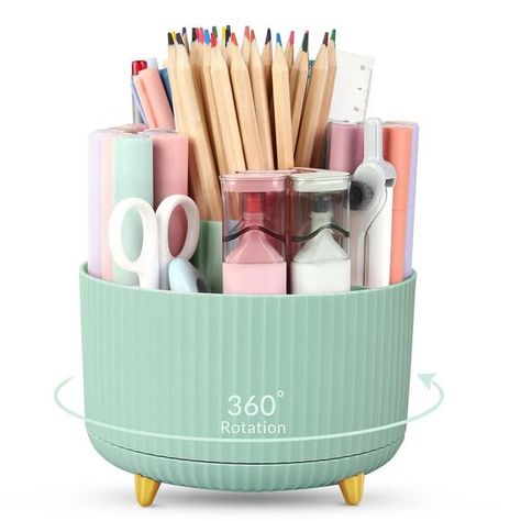 SKYDUE 360 Degree Rotating Desk Organizer, Dual-Purpose Pencil Pen Holder for De Purple Office Supplies, Room 360, Marker Organizer, Office Vanity, Pink Office Supplies, Rotating Desk, Organizer For Desk, Home Office Supplies, Pen Organizer