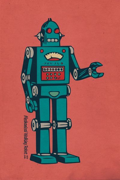 Vintage Robot Art, Robot Tattoo, Walking Robot, Futurisme Retro, Vintage Robots, Robot Illustration, Retro Robot, Pahlawan Marvel, Ligne Claire