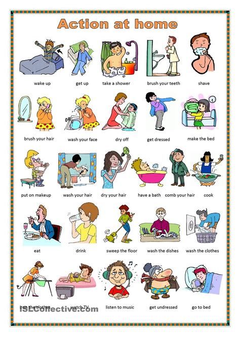 Tatabahasa Inggeris, Learning English For Kids, Picture Dictionary, English Learning Spoken, Conversational English, English Worksheets For Kids, Action Verbs, Kids English, English Vocab