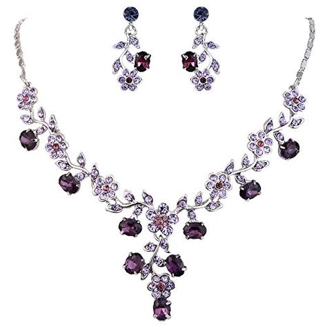 $56.99  ** You can get more details by clicking on the image.-It is an affiliate link to Amazon. #WeddingJewelry Bridal Pendant Necklace, Purple Flower Necklace, Bridal Pendant, Wedding Necklace Set, Wedding Jewelry For Bride, Faith Necklace, Costume Jewelry Sets, Faith Jewelry, Purple Jewelry