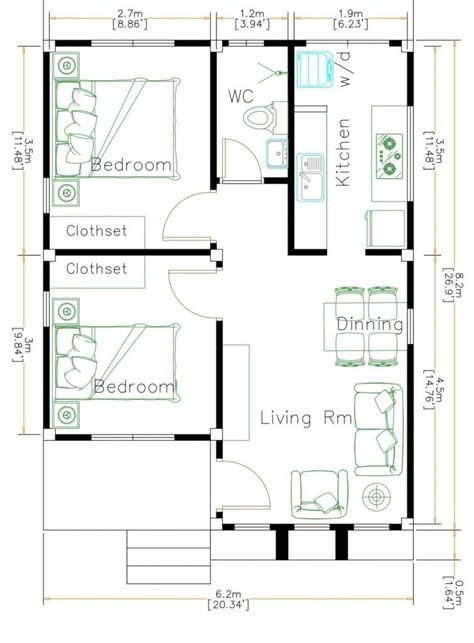 Small House Plan Ideas For Different Area - Engineering Discoveries One Level House Plans, Cayman Brac, One Storey House, Small House Layout, House Design Plans, Free House Plans, Small House Floor Plans, Simple House Plans, Small House Plan