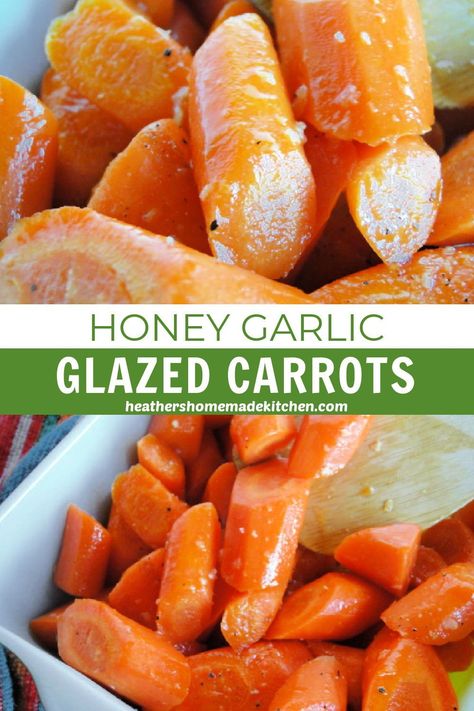 Honey Garlic Carrots Recipe, Honey Carrots Stovetop, Honey Garlic Glazed Carrots, Honey Glazed Carrots Stovetop, Honey Garlic Carrots, Crockpot Carrots, Honey Pork Roast, Garlic Carrots, Honey Carrots