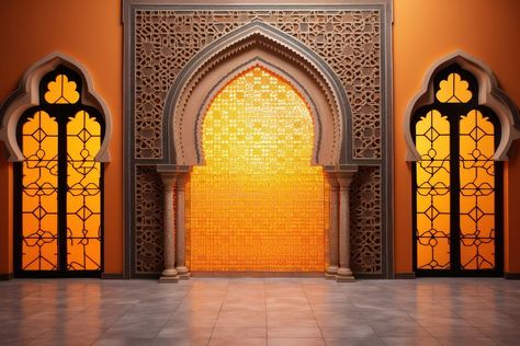 Warm Sunset Souk Vibrant Moroccan Tile Backdrops architecture building gate. | premium image by rawpixel.com Islamic Backdrop, Ganpati Backdrop, Sangeet Stage, Temple Background, Gate Background, Temple Door, Indian Wedding Album Design, Wallpaper Ramadhan, Wedding Background Wallpaper