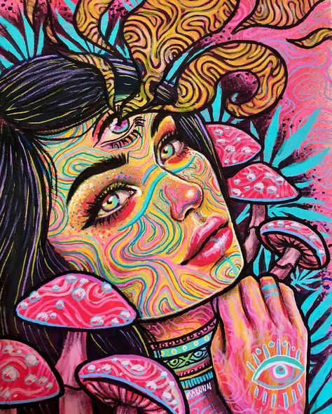 Tripping Art, Trippy Apartment, Markers On Canvas, Surealism Art, Eyeball Art, Psychadelic Art, Emo Art, Psy Art, Vibes Art