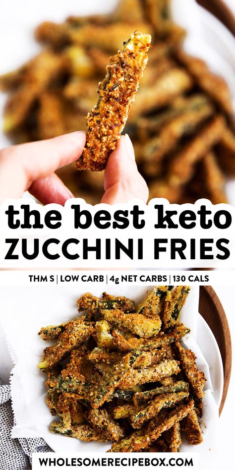 Keto Zucchini Fries, Thm Zucchini Recipes, Keto Veggie Recipes, Low Carb Zucchini Fries, Zucchini Bars, Thm Baking Blend, Atkins Recipes, Healthy Zucchini, Trim Healthy Momma