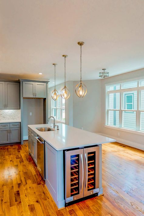 We found the perfect spot for a wine fridge at one of our recent builds on Sunrise Avenue in Five Points. 🍷⠀ Kitchens With Wine Fridge, Small Kitchen With Wine Fridge, Wine Fridge Island Kitchen, Drinks Fridge In Kitchen, Island Wine Fridge, Small Wine Fridge In Kitchen, Wine Fridge Kitchen Island, Kitchen Island Ideas With Wine Fridge, Kitchen Island Wine Fridge