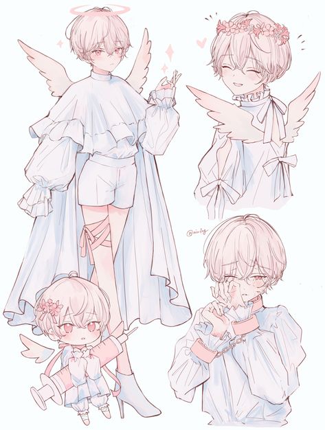 Angel Anime Boy, Anime Angel Boy, Male Angel Oc, Angel Oc Male, Male Angel, Magical Boy, Angel Drawing, Characters Inspiration Drawing, Manga Cute