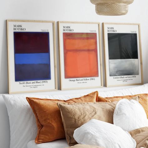 Set of 3 Mark Rothko Posters, Exhibition Posters, Abstract Gallery Set, Mark Rothko Prints, Gallery Wall Set, Retro Trendy Posters, AAC72 Rothko Prints, Trendy Posters, Exhibition Posters, Mark Rothko, Jpg Images, Museum Of Contemporary Art, Artist Life, Gallery Wall Set, Red And Yellow