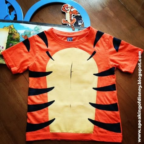 DIY Tigger T-Shirt Costume | Speaking of Disney... | Disney Halloween Costumes DIY |   Disney Halloween Costumes for Kids | Disney Halloween Costumes Diy, Tigger Halloween, Tigger Costume, Karneval Diy, Diy Halloween Shirts, Winnie The Pooh Costume, Disney Costumes Diy, Tiger Costume, Girls Costumes