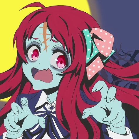 Zombie Land Saga Pfp, Zombie Land Saga Icons, Aesthetic Zombie, Kawaii Zombie, Anime Zombie, Girl With Red Hair, Saga Art, Zombieland Saga, Zombie Land Saga