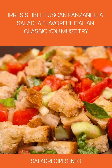 Irresistible Tuscan panzanella salad with fresh tomatoes, cucumbers, and bread on saladrecipes.info. Catalina Salad Dressing, Panzanella Salad Recipe, Panzanella Recipe, Quinoa Spinach, Easy Salad Dressing, Panzanella Salad, Rustic Bread, Bread Salad, Easy Salad