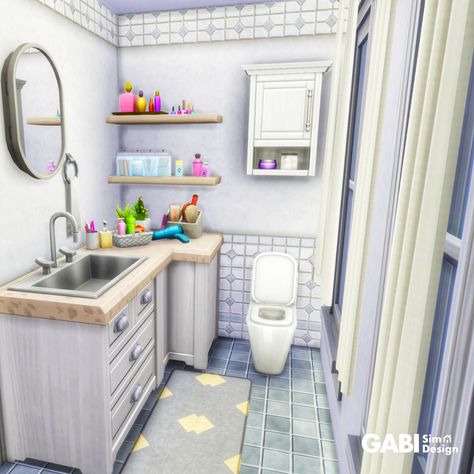 No CC Small Beige Bathroom, Sims 4 Bathroom, Sims 4 Houses Layout, Sims Freeplay Houses, Sims 4 Challenges, Sims 4 Family, Sims 4 Bedroom, Sims 4 House Plans, Sims 4 House Building