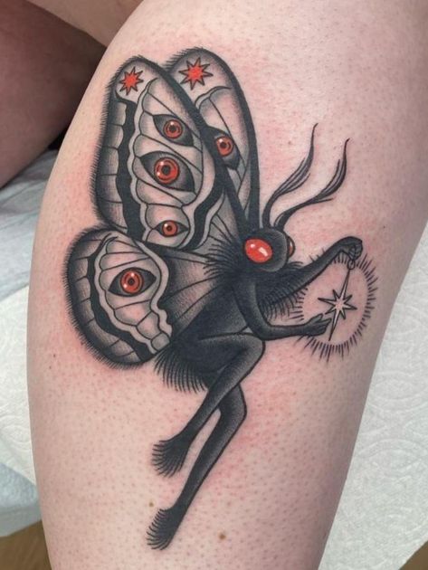 Forearm Neotraditional Tattoo, Spooky Half Sleeve Tattoo, Moth Above Knee Tattoo, Maneater Tattoo, Large Chest Tattoo, Moth Man Tattoo, Neo Traditional Tattoos Women, Color Tattoos For Women, Cute American Traditional Tattoo