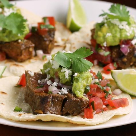 Carne Asada Tacos Recipe by Tasty Vampire Tacos, Carne Asada Tacos Recipe, Pudding Pie Recipes, Menu Sarapan Sehat, Asada Tacos, Carne Asada Tacos, Pudding Pie, Overnight Oat, Hearty Dinner