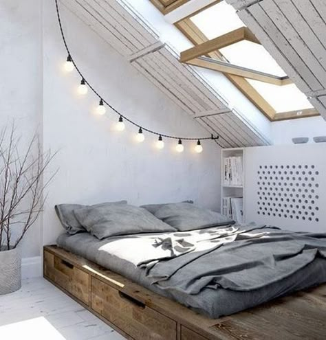 Bedding dreams! via @fiftyshadesofhearts  #simplicity #scandicliving #minimalism #bedroom #whiteliving Apartemen Studio, Design Ložnic, Minimalist Dekor, Caravan Interior, Attic Bedrooms, Attic Bedroom, Room Goals, Attic Rooms, Sleep Tight