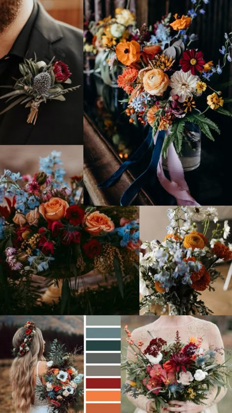 Wedding Color Schemes Spring, Wedding Color Pallet, Fall Wedding Color Palette, Jewel Tone Wedding, Fairy Wedding, Fall Wedding Colors, Tulle Wedding Dress, Bridal Flowers, Floral Centerpieces