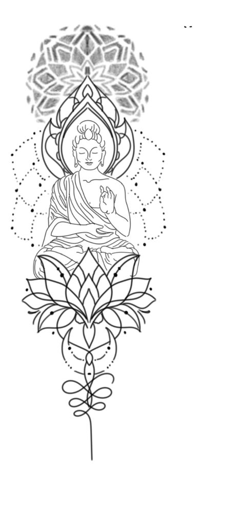 Buddha Tattoo Design Drawing, Bhuddist Tattoo, Buddha Head Tattoo, Bhuddist Tattoos, Buddha Mandala Tattoo, Buddha Lotus Tattoo, Silence Tattoo, Mandela Tattoo, Buddhist Tattoo