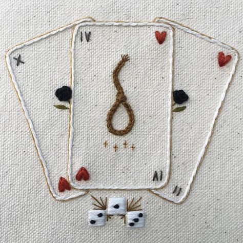 4/13 for Into it. Over it. #iioi #tinycupneedleworks Boxer Embroidery, Cute Embroidery, Sewing Leather, Hand Embroidery Art, Hand Embroidery Stitches, Embroidery Hoop Art, Hand Embroidery Patterns, Embroidery Inspiration, Playing Card