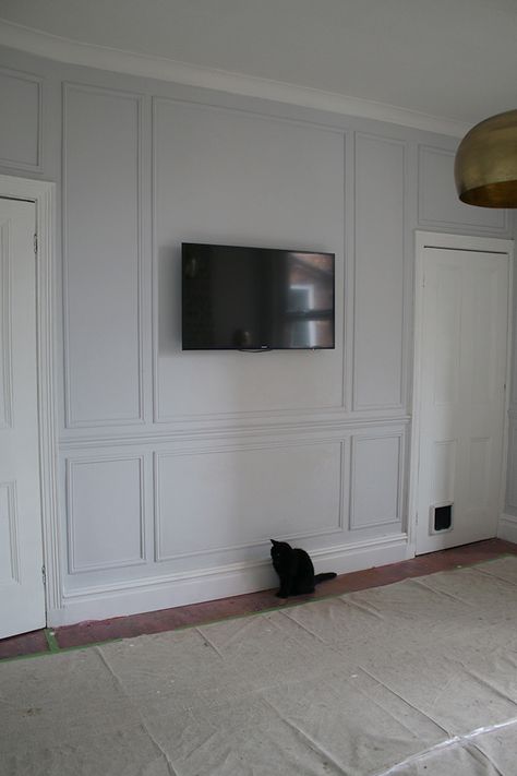 Walls painted in Farrow & Ball No.2011 Blackened ¦ @ Swoon Worthy Blackened Farrow And Ball, Bedroom Purple And Gray, Bedroom Decor For Men, Faux Wainscoting, Farrow & Ball, Bedroom Purple, Dining Room Updates, Simple Living Room Decor, Bedroom Furniture Makeover