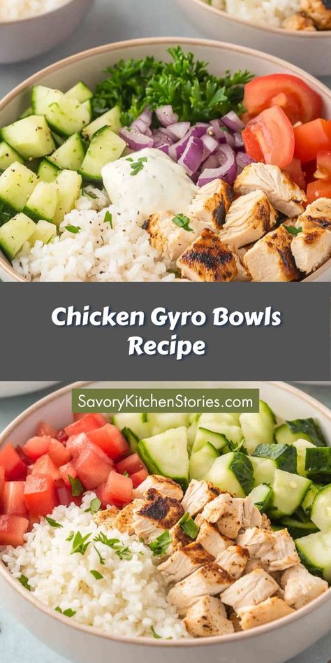 Looking for a quick and delicious way to enjoy Mediterranean flavors at home? Our Chicken Gyro Bowls Recipe is perfect for busy weeknights! Packed with grilled chicken, fresh veggies, and tzatziki sauce, it’s a wholesome meal everyone will love. Don’t forget to save it for your Mediterranean dinner inspiration! Mediterranean Dinner Ideas, Greek Yogurt Marinated Chicken, Chicken Tzatziki, Yogurt Marinated Chicken, Chicken Gyro, Mediterranean Dinner, Chicken Fresh, Chicken Gyros, Friday Nights