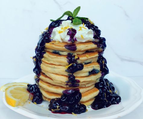 LEMON BLUEBERRY MASCARPONE PANCAKES Mascarpone Pancakes, Blueberry Mascarpone, Lemon Blueberry Pancakes, Almond Milk Cheese, Vegan Egg Replacement, Oatmeal Bowls, Cream Cheese Eggs, Pancakes Ingredients, Blueberry Pancakes