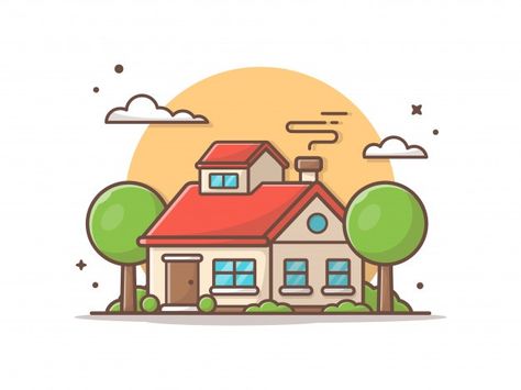 Housing collection | Free Vector Simple House Illustration, Home Cartoon Houses, Home Animation, Animated House, House Animation, Home Vector, Building Vector, Cartoon Building, Home Cartoon