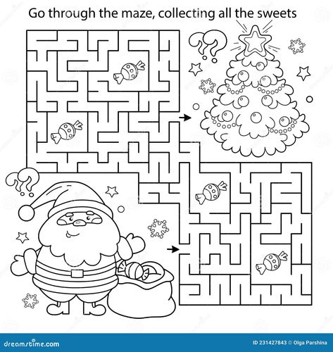 Maze Coloring Pages, Christmas Printables Kids, Santa Claus With Gifts, Christmas Maze, Labyrinth Game, Jul Diy, Mazes For Kids, Patterned Sheets, Christmas Bags