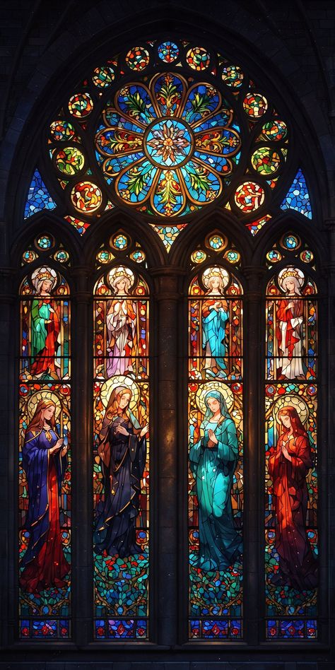 Catholic Church Stained Glass, Stained Glass Windows Church, Catholic Wallpaper, Church Aesthetic, Stained Glass Church, Glass Window Art, Beautiful Churches, Abstract Art Wallpaper, Biblical Art