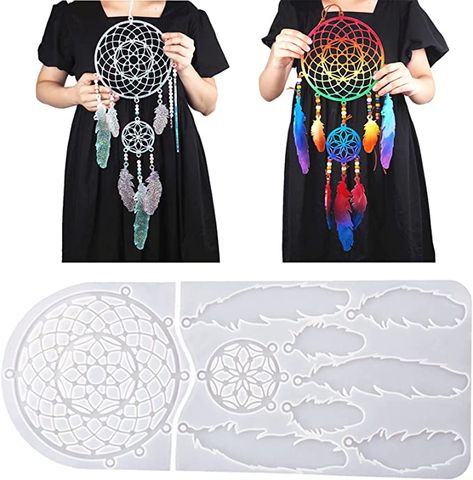 Amazon.com: Large Dream Catcher Resin Mold, Dreamcatcher Silicone Mold for Epoxy Resin, Wall Hanging Feather Pendant Keychain Kit Ornament Making Mould, Resin Accessory Craft Home Decoration : Arts, Crafts & Sewing Resin Wall Hanging, Epoxy Resin Wall, How To Make Resin, Ornament Making, Epoxy Resin Diy, Large Dream Catcher, Craft Home, Feather Crafts, Casting Resin Molds